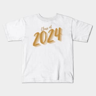 Class Of 2024. Simple Typography 2024 Design for Class Of/ Graduation Design. Gold Script Kids T-Shirt